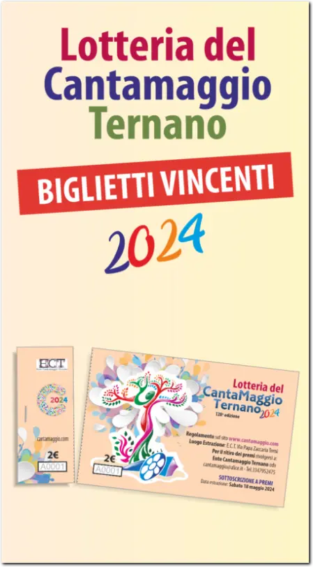 bIGLIETTI VINCENTI Lotteria Cantamaggio Ternano